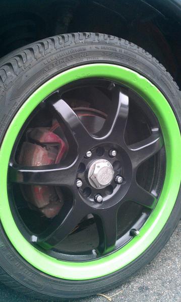 17" MB rims from Discount Tire. Got them for $100 from a friend when they were purple.